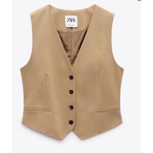 ZARA Tan Buttoned Vest